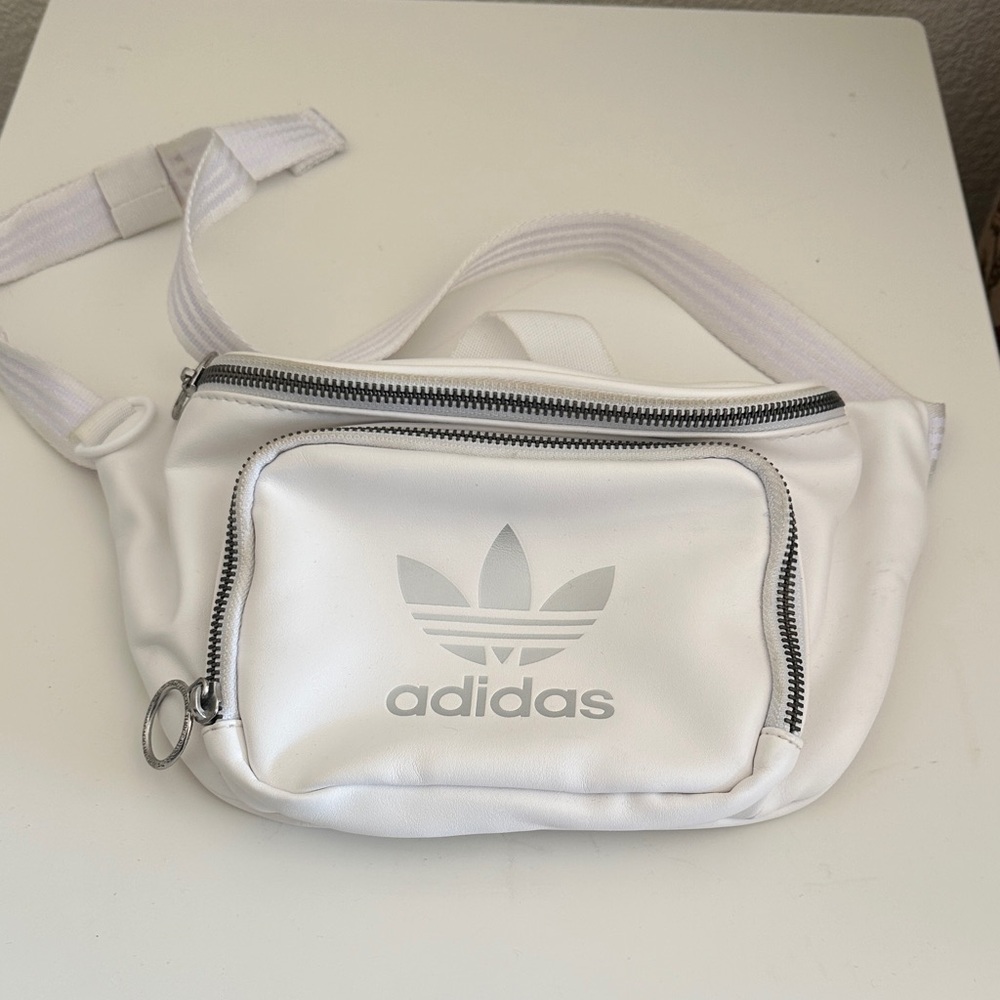 Adidas White Belt Bag with Silver Logo